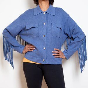 Sandro Galith Fringe Cropped Knit Jacket Size 3